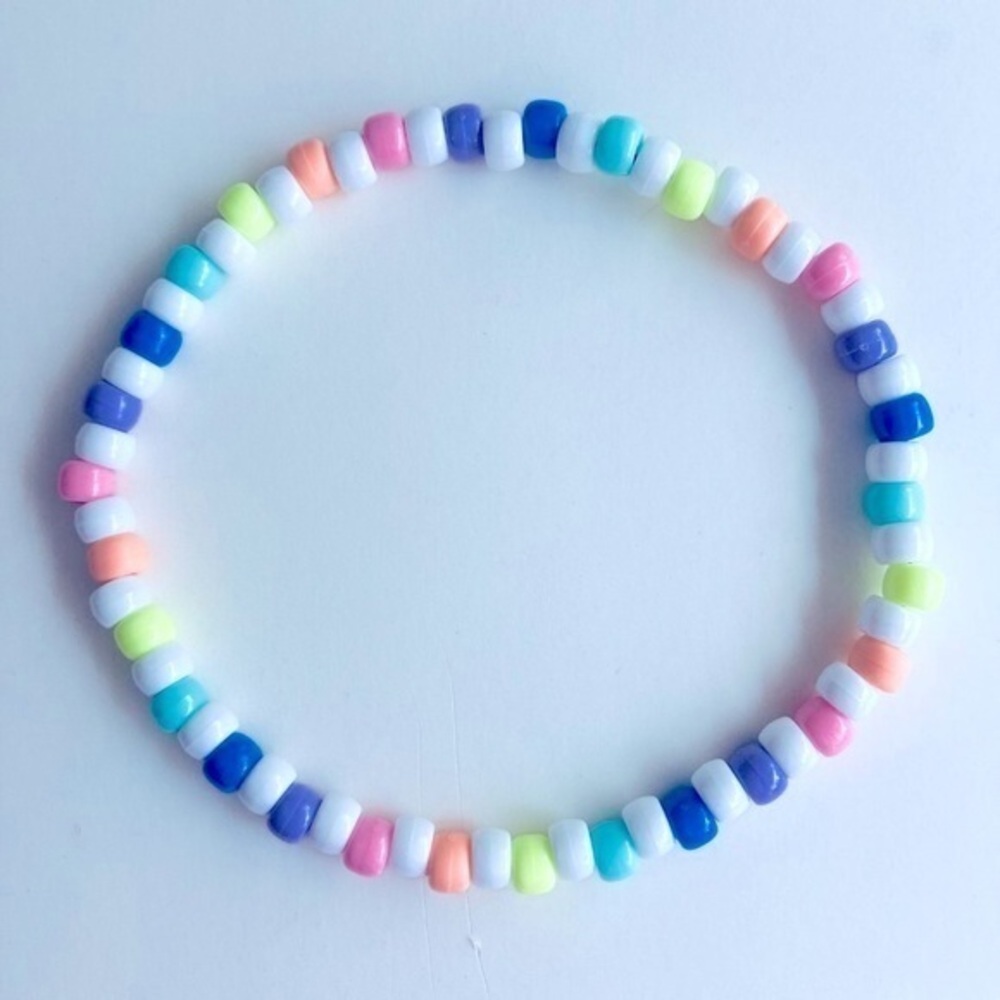 Pastel & White Rainbow Rave Kandi Choker Necklace
